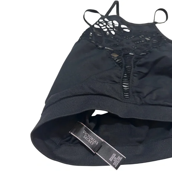 Victoria’s Secret Women’s Black Cutout Sports Bra Bralette Size Large - Picture 3 of 5